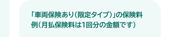 「車両保険あり (限定タイプ)」の保険料
例 (月払保険料は1回分の金額です)