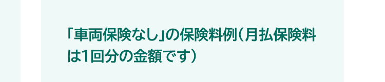 「車両保険なし」の保険料例 (月払保険料
は1回分の金額です)